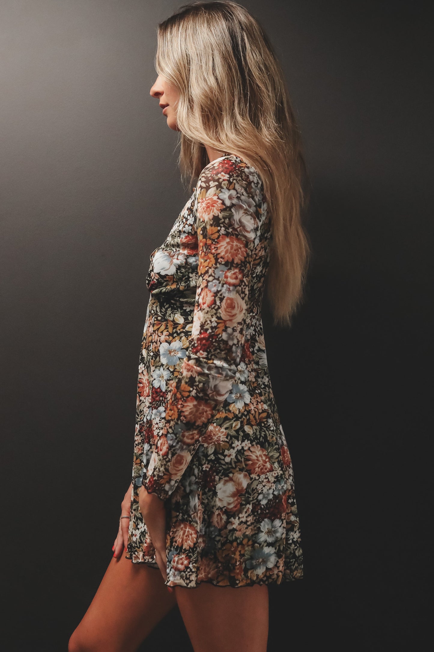 Beautiful Babe Black Floral Long Sleeve Romper