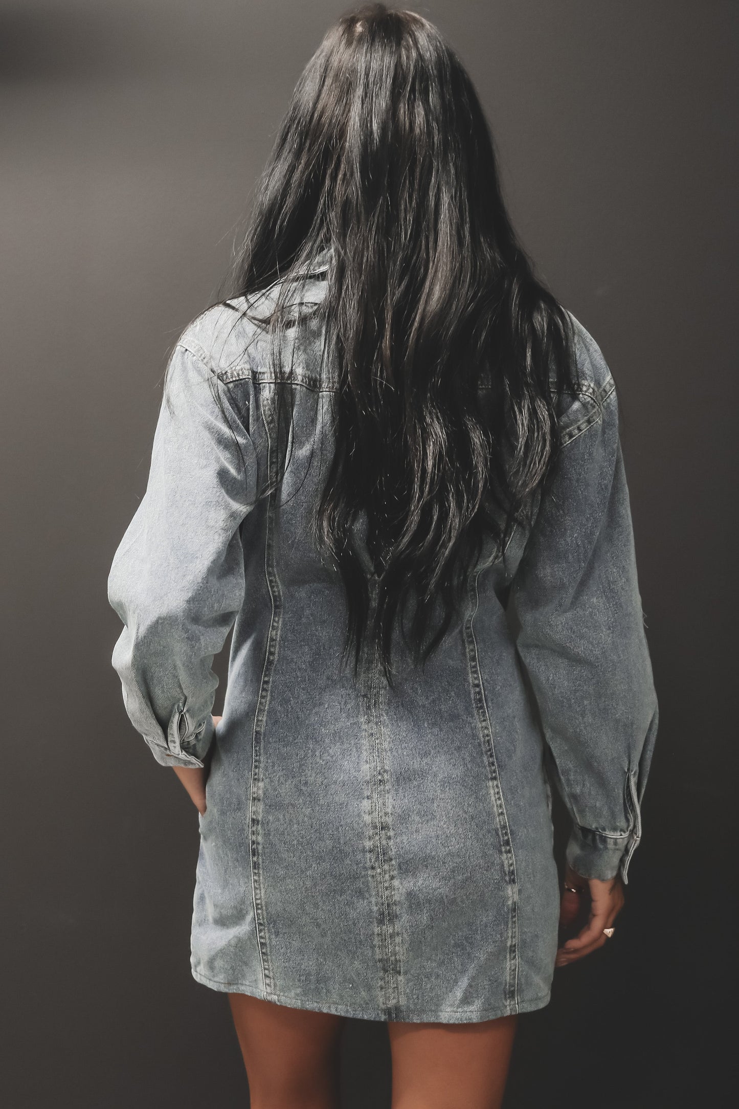 My Favorite Color Is Denim Long Sleeve Dress