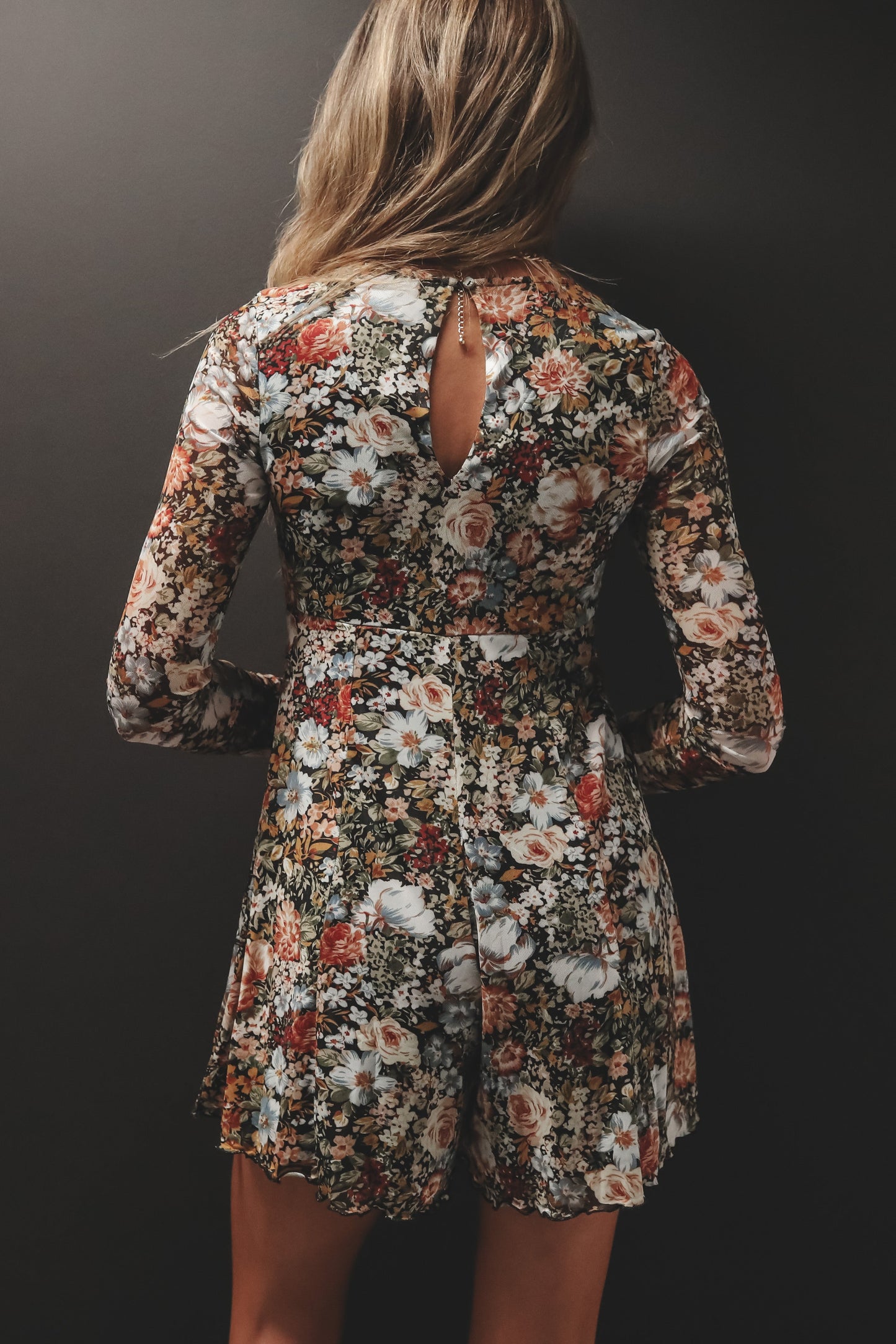Beautiful Babe Black Floral Long Sleeve Romper